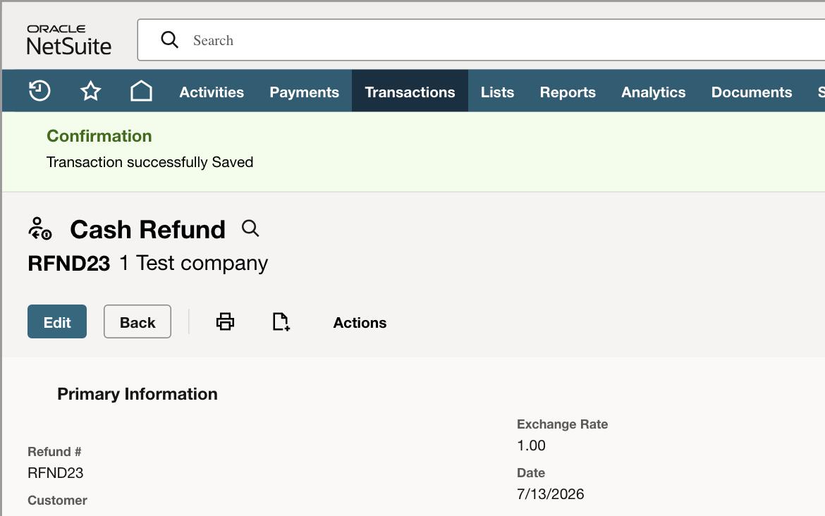 Issue a Cash Refund