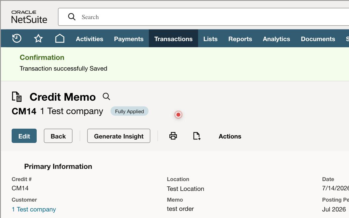Issue a Credit Memo