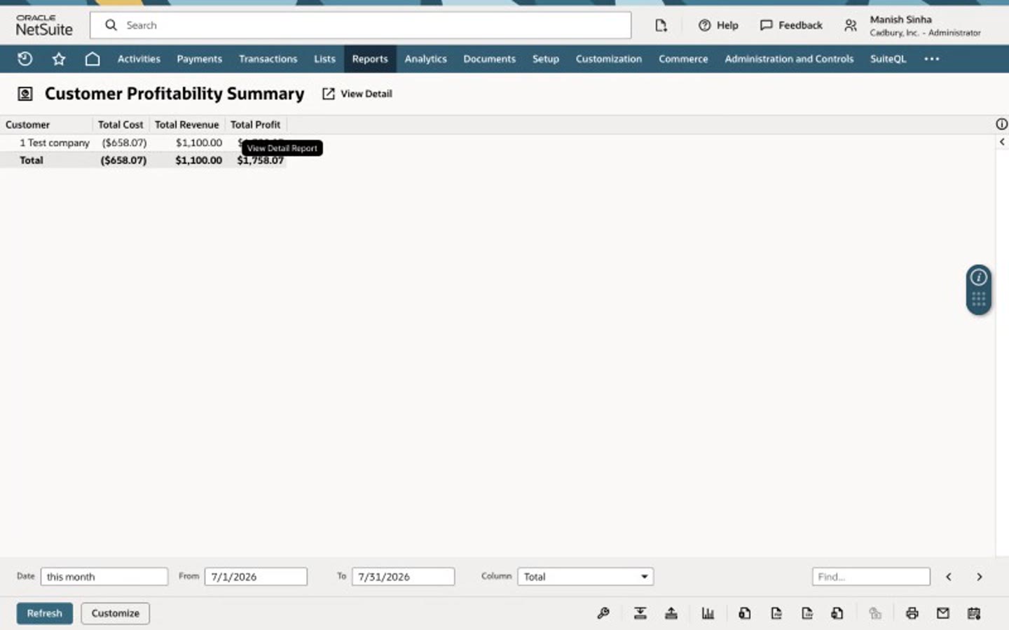 Run Customer Profitability