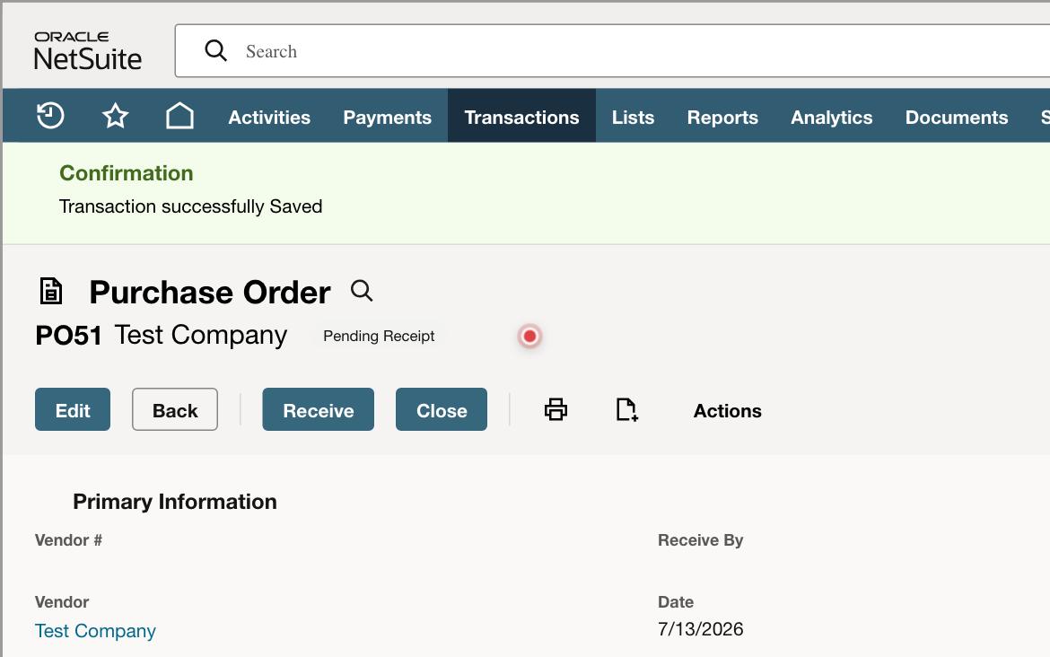 Create a Purchase Order
