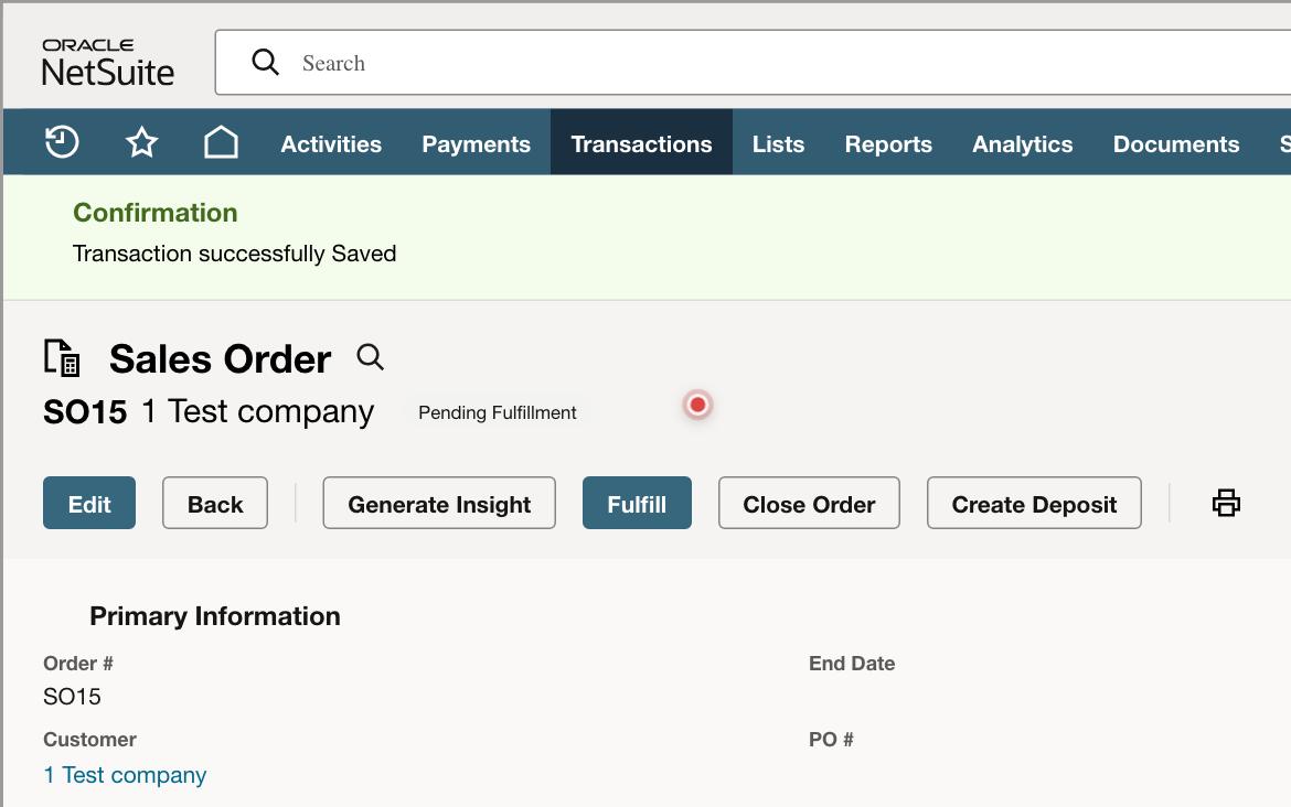 Create a Sales Order