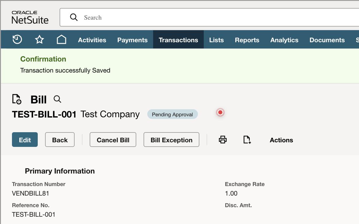 Enter a Vendor Bill